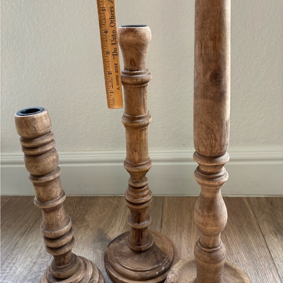 Magnolia Home Rustic Wooden Candle Holders Set of 3 French Farmhouse Modern - Picture 15 of 16